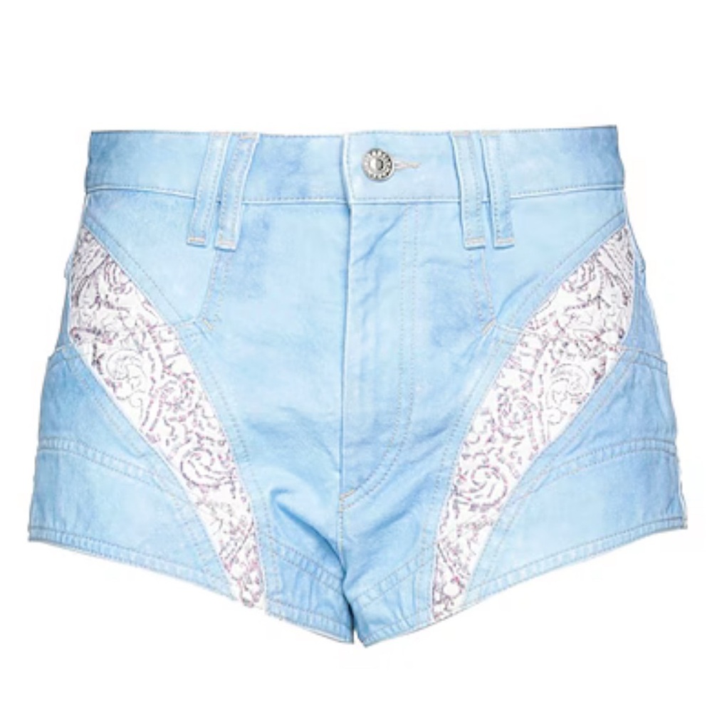 Isabel Marant “Neida” Light Blue patchwork Denim Shorts
